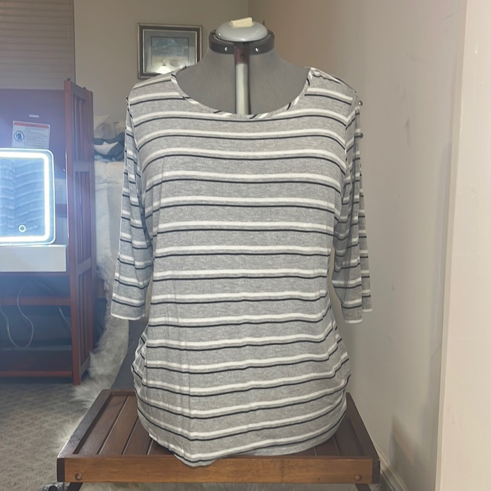 Black striped tunic with arm detail